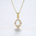 S925 Silver CZ Colorful Fire Opal Pendant Necklace